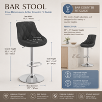 Tabouret de bar en vinyle matelassé rouge diamant avec base en chrome, vérin à gaz et repose-pieds pour cuisine
