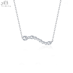 Modern Minimal Curved‑Design 18K <b>Solid</b> White <b>Gold</b> Real Natural Diamond <b>Pendant</b> Necklace Fine Jewelry For Women Daily Casual Wear - Product Image 2
