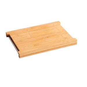 Planche à découper en bambou avec plateau de rangement rectangulaire pour la préparation des légumes en cuisine - Product Image 5