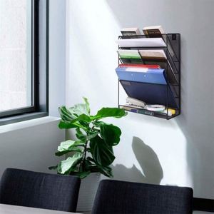 Hanging Wall <b>File</b> <b>Organizer</b> 6 Tier Wall Mounted Mail Paper Folder Holder Document Organization Stand Vertical Desk Magazine Rack - Product Image 5