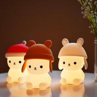 Lampada Notturna per Bambini a Forma di Coniglietto, Portatile, per Camera da Letto, Animale Cartoon, Personalizzabile, Carina, in Silicone, con Sensore Touch