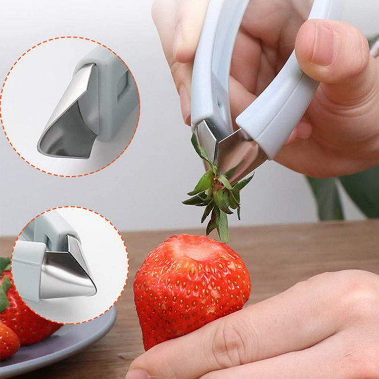 Hot Sale Kitchen Gadgets Carrot Tomato Vegetable Fruits Clip Stainless Steel Strawberry Huller Stem Remover