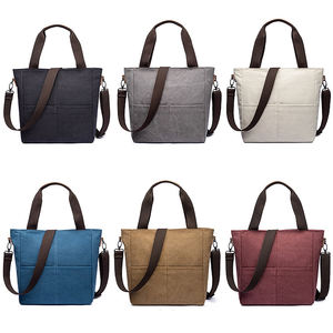 Sac fourre-tout en toile OEM ODM 30X12X31CM avec fermeture éclair, imperméable, couleur unie, mode, pour le quotidien, les voyages, les courses, sac à bandoulière pour femmes - Product Image 1