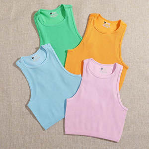เจอร์รี่ 2023 เสื้อยืดแขนกุดผู้หญิงมือสองขายส่ง คละสี เสื้อกล้ามไร้ตะเข็บ สตรีทแวร์ ผ้าริบยืด ใส่สบายๆ - Product Image 4