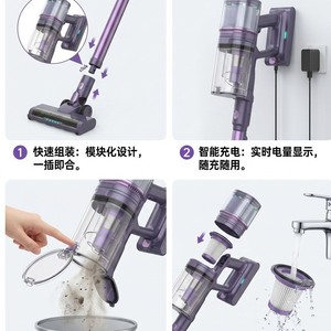 V12 Cordless Vacuum Cleaner 8 Cell Battery Detachable Brushless Motor Dual Dust Cup Design Electric Floor <b>Brush</b> For Home - Product Image 4