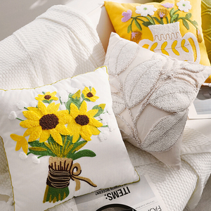 Kissenbezüge mit Quasten, Blumenstickerei, weiche Plüsch-Kürbiskissen, Heimdekor-Kissen, Boho-grünes Strickkissen - Product Image 3