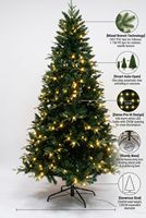 Árbol de Navidad Preiluminado de 230 cm, Automático, con Ramas Articuladas Mixtas de PE+PVC, 430 LED, Apertura Automática, Árbol de Navidad Artificial con Soporte Metálico