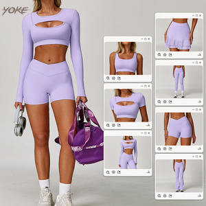 Vêtements de fitness et de yoga haut de sport pour femme + jupe de tennis de gymnastique pantalons longs ensemble de soutien-gorge shorts plusieurs styles sont disponibles pour la sélection - Product Image 2
