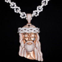 Argent Sterling 925 massif avec GRA Fancy Shapes Diamonds Moissanite Iced Out Figure Jesus Moissanite Pendentifs pour collier