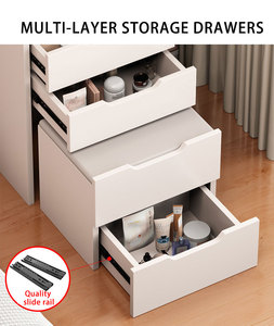 Grands lots blancs bon marché, commode de toilette en bois massif de qualité, coiffeuse de chambre à coucher, table de <span class=keywords><strong>maquillage</strong></span> avec miroir à lumière led - Product Image 5