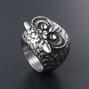 Owl <b>Titanium</b> Steel <b>Ring</b> Men's Fashion Punk Animal Jewelry SA388 - Product Image 3