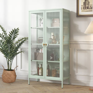 Muebles Modernos Ecológicos para el Hogar, Sala de Estar, Puertas Planas de Acero, Vitrina, Librería, Armario Metálico de Almacenamiento con Patas - Product Image 2