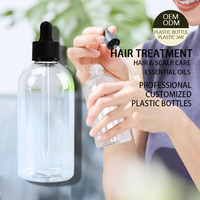 Flacon compte-gouttes en plastique PET transparent transparent de 250ml avec pipette pour emballage cosmétique de soins de la peau d'huile essentielle