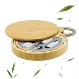 Kit de adaptador multiUSB multifuncional Caja de almacenamiento de bambú con kit de cable de bolsillo de carga rápida Convertidor Adaptador <span class=keywords><strong>USB</strong></span> C a tipo C - Product Image 6