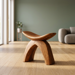 Solid Wood Butterfly Ottoman Sculptural Stool Handcrafted <b>Bench</b> Modern Entryway Bedroom Hotel Furniture Tabletop Installation - Product Image 2