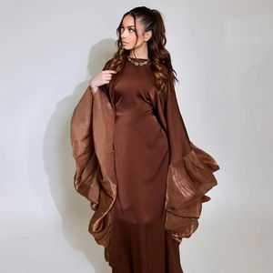 Robe Abaya pour femmes musulmanes LE DUO, robe islamique modeste en satin à manches bouffantes maxi - Product Image 1