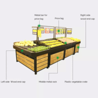 Supermarkt houten fruit- en groenteplank voor groenten en fruit