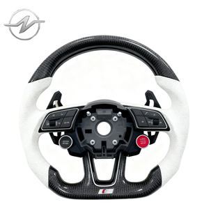 Volant en carbone M Sport en cuir à point rouge personnalisé pour Audi B8 B9 R8 Q5 Q3 MK3 <span class=keywords><strong>TTRS</strong></span> TTS <span class=keywords><strong>MK2</strong></span> S3 Accessoires de voiture - Product Image 1