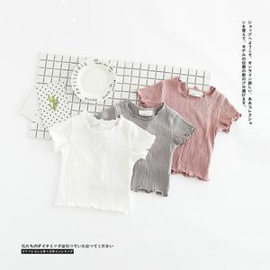 เสื้อยืด American Apparel สำหรับเด็กผู้หญิง แบบเรียบ ราคา 2 ดอลลาร์ ชายเสื้อจับจีบ คุณภาพสูง - Product Image 1