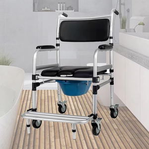 Sedia da Toilette Pieghevole <span class=keywords><strong>con</strong></span> Ruote per Anziani Ospedalieri, Sedia da Toilette per Adulti <span class=keywords><strong>con</strong></span> Pedale su Ruote - Product Image 6