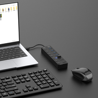 Hub USB 7 en 1 Onten avec interrupteur indépendant, 4 ports USB 3.0, 3 ports USB 2.0 pour ordinateurs portables et ordinateurs, OTN-5307