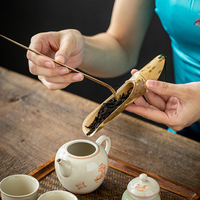 Accessoires de thé de haute qualité chinois Kongfu en bois bambou Style rétro cuillère à thé naturelle cuillère délicate cuillère à café en bambou Portable