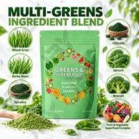 Poudre de superaliments à marque privée avec herbe de blé, spiruline, chlorelle, mélange de légumes et formule d'enzymes digestives
