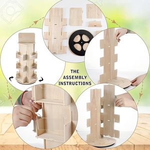 3 livelli girevole in legno Display Stand Multi tasca biglietto di auguri adesivo porta foto <span class=keywords><strong>per</strong></span> negozio al dettaglio artigianato vetrina - Product Image 3