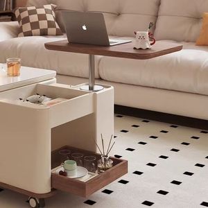 Walnut Solid Wood <b>Mobile</b> Coffee Table Trolley Multi Functional Lifting Storage Side Table For Living Room Home Use - Product Image 3