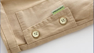 Pantalon cargo court en coton pour enfants garçons, couleur bleu foncé, avec poches et décorations boutonnées - Product Image 6