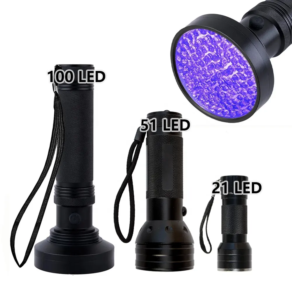 21 51 100 LED 395nm Lila Schwarzlicht Handheld UV-Taschenlampe UV-LED Scorpion UV-Taschenlampe LED-Taschenlampe