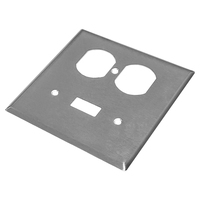Plaque murale 2 modules en acier inoxydable brossé, plaque murale métallique 2G, cache-prise double Tor, interrupteurs de sécurité à verrouillage, prise 20A 125V