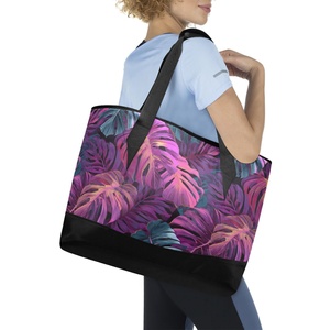 Hawaiian Print Tropical Design Custom Print Large Zipper Insulated Shopping Bag Aloha Beach Cooler Bag with Shoulder Straps - Product Image 6