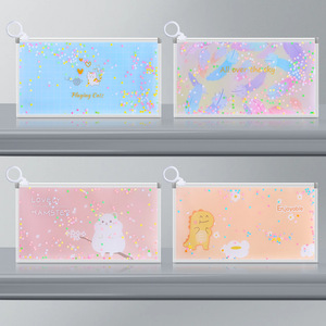 Không thấm nước, sáng bóng nhựa bút Pouch, thiết kế đơn giản, PP bút chì trường hợp, văn phòng phẩm túi, Thi chủ bút, tập tin Pouch. - Product Image 2