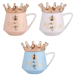 New 300ml Cartoon MultiColor Mugs Cup Kitchen Gift Crown Theme Ceramic Milk Coffee Mugs For Boyfriend Girlfriend