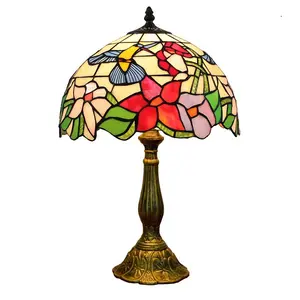 Đèn Bàn HITECDAD Retro Rose Stained Glass Đèn Trang Trí Khách Sạn Nhà Biệt Thự Cafe Fancy Led Tiffany Đèn Bàn