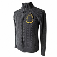 Vente en gros personnalisé 100% coton Alpha fraternité vêtements grecs Zip Chenille brodé Patch lettre Cardigan câble hommes de haute qualité