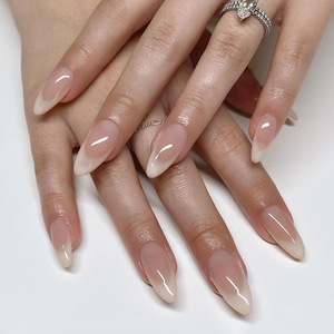 Faux Ongles à Presser Ombrés Nude Blanc Laiteux Longueur Moyenne 24 Pièces Amovibles Quotidien Fête Salon Vente en Gros Transfrontalière Compatible Végan - Product Image 1