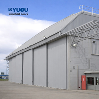 Puerta Industrial de Acero, Puerta Corredera Automática, Puerta para Hangar de Aviones, para Edificios Prefabricados de Almacenamiento de Aviones de Acero Ligero