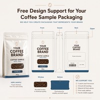 Sachet d'échantillon de café à fond plat imprimé sur mesure avec fermeture éclair pour pack d'essai, torréfacteur et emballage de marque privée