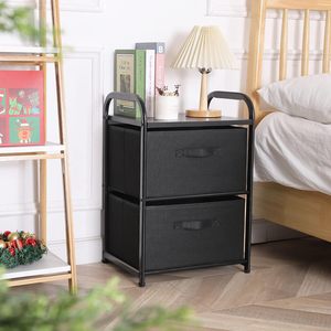 Meuble de rangement pliable à 2 tiroirs en tissu pour vêtements - Product Image 6