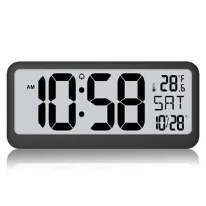 대형 디스플레이 알람 시계 백라이트 온도 스누즈 시간 달력 책상 테이블 벽 스마트 알람 시계 디지털 남성 시계