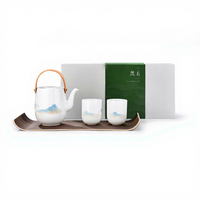 Ensemble de thé Kung Fu portable de qualité supérieure en gros, mini théière en céramique, 2 tasses, ensemble cadeau de thé en porcelaine chinoise pour souvenir d'entreprise