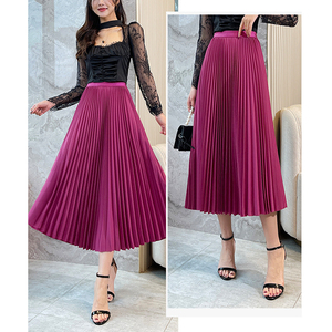 <span class=keywords><strong>Jupe</strong></span> mi-longue plissée en Satin pour femmes, automne <span class=keywords><strong>hiver</strong></span>, taille haute, fluide, ligne a - Product Image 6