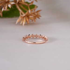 Romantic 14K Rose Gold Marquise Moissanite Floral Wedding Band Unique Nature-Inspired <b>Stacking</b> <b>Ring</b> for Women Anniversary Gift - Product Image 4