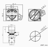 Sélecteur à bascule en plastique 22mm IP40 pour panneau de commande, momentané/verrouillable, 2/3 positions, 1NO 10A pour contrôle industriel HBAN