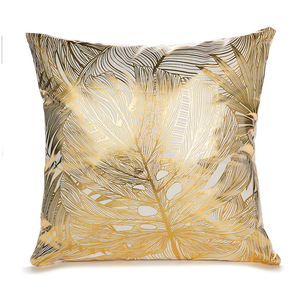 Venta al por mayor de lujo 45x45 negro geométrico cuadrado terciopelo corto estampado dorado Fundas de cojín bordado almohada para Hotel - Product Image 6