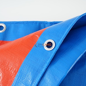 Rouleau de bâche PE orange et bleue 150 g/m² en tissu poly durable pour la construction et les couvertures d'équipement - Product Image 1