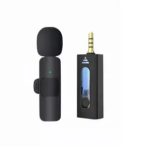 Mikrofon Mini K35, Mikrofon Mini 300Mah Pengisian Ulang 3.5Mm Lavalier untuk Merekam Speaker Kamera Digital
