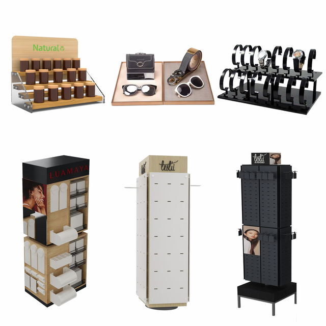 Luxury Custom Jewelry Watch Display Stand Metal Wood Acrylic Retail Boutique Store Countertop Showcase Branded Jewel Rack Apache